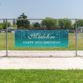 Glitter Birthday-banner op maat voor Blauwgroen dr Spandoek (Insitu)