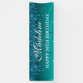 Glitter Birthday-banner op maat voor Blauwgroen dr Spandoek (Verticaal)
