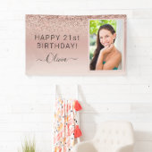 Glitter Birthday Foto Blush Pink Girly Roos Gold Spandoek (Insitu)