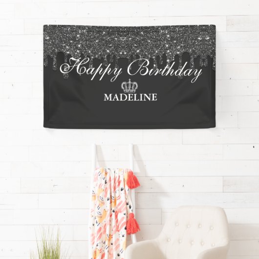 Glitter Birthday, gepersonaliseerd uitstrooien Spandoek (Insitu)