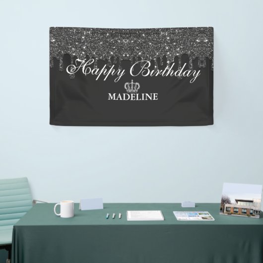 Glitter Birthday, gepersonaliseerd uitstrooien Spandoek (Beurs)