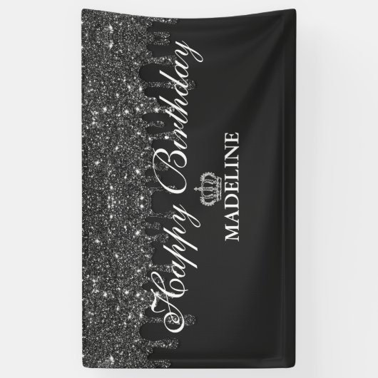 Glitter Birthday, gepersonaliseerd uitstrooien Spandoek (Verticaal)