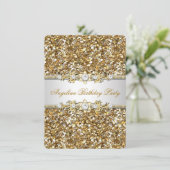 Glitter Birthday Party Gold Jewel Diamond Kaart (Staand voorkant)