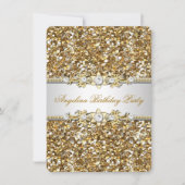Glitter Birthday Party Gold Jewel Diamond Kaart (Voorkant)