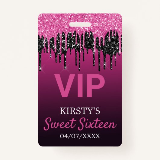Glitter Birthday Party (Sweet Sixteen) Badge (Voorkant)