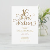 Glitter Birthday Party (Zoete 16 witte en gouden g Kaart (Staand voorkant)