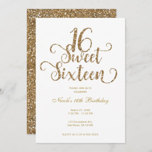Glitter Birthday Party (Zoete 16 witte en gouden g Kaart