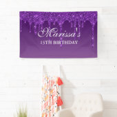 Glitter Birthday, speciaal donker Paars uitstrijke Spandoek (Insitu)