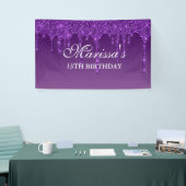 Glitter Birthday, speciaal donker Paars uitstrijke Spandoek (Beurs)
