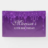 Glitter Birthday, speciaal donker Paars uitstrijke Spandoek (Horizontaal)