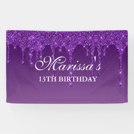 Glitter Birthday, speciaal donker Paars uitstrijke Spandoek
