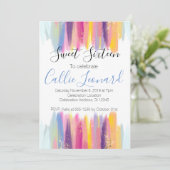 Glitter Birthday, Waterverf met zoete zestien Kaart (Staand voorkant)