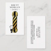 Glitter Black Barber Pole Barber Visitekaartje (Voorkant / Achterkant)