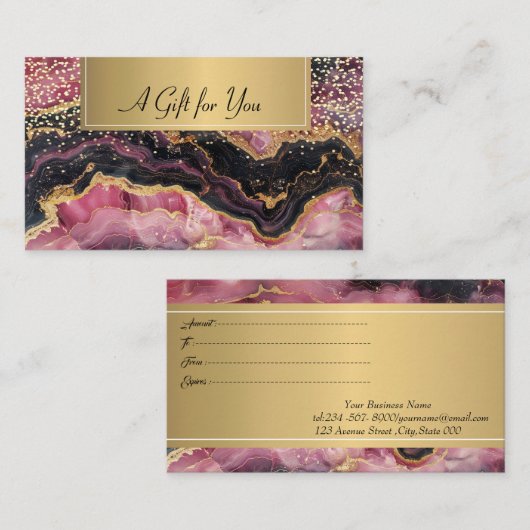 Glitter Black Bourgogne Gold Confetti Kortingskaartje (Voorkant / Achterkant)