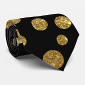 Glitter Black en Gold Polka Dots Weddenschap Stropdas (Opgerold)