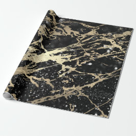 Glitter Black Foxier Gold Marble Shiny Metallic Cadeaupapier
