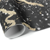 Glitter Black Foxier Gold Marble Shiny Metallic Cadeaupapier (Rol Hoek)