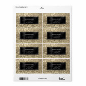 Glitter Black Framed Gold RSVP Adres Boutique Etiket (Full Sheet)
