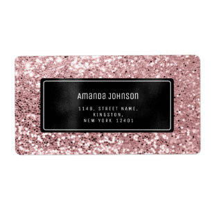 Glitter Black Framed Roos RSVP Adres Boutique Etiket