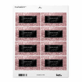 Glitter Black Framed Roos RSVP Adres Boutique Etiket (Full Sheet)