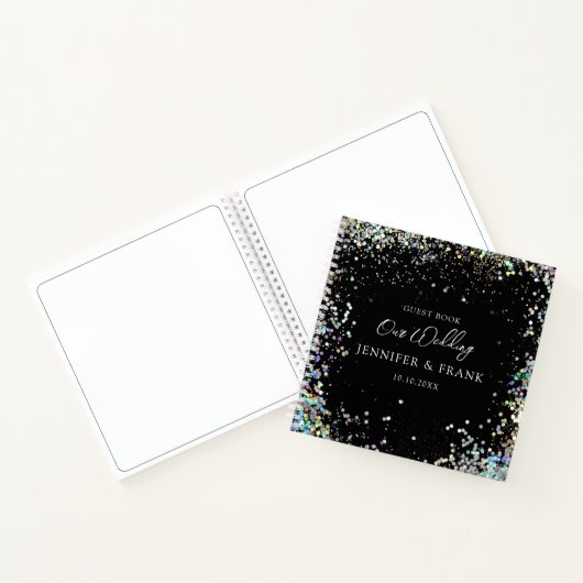 Glitter Black, gastboek bruiloft Holographic Notitieboek (Binnen)