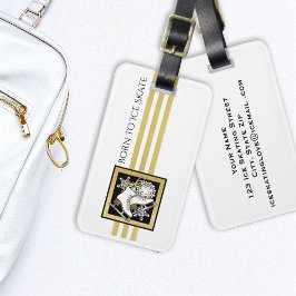 Glitter Black, gepersonaliseerd, zwart, witte ijsv Bagagelabel