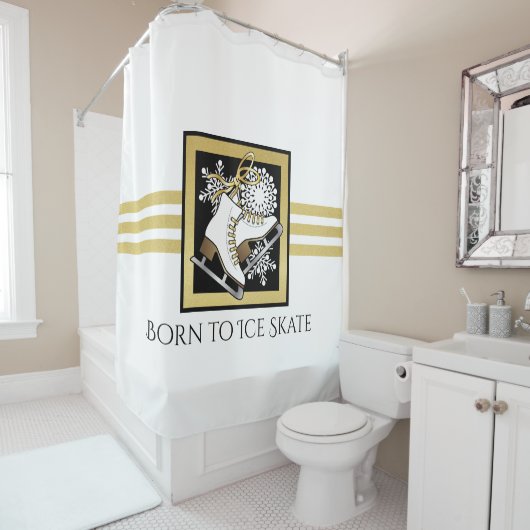 Glitter Black, gepersonaliseerd, zwart, witte ijsv Douchegordijn (In situ)