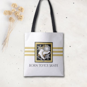 Glitter Black, gepersonaliseerd, zwart, witte ijsv Tote Bag