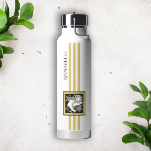 Glitter Black, gepersonaliseerd, zwart, witte ijsv Waterfles