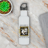 Glitter Black, gepersonaliseerd, zwart, witte ijsv Waterfles