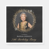 Glitter Black Gold 70th Birthday Party Servet (Voorkant)