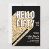 Glitter Black & Gold Bold Typografie 50ste Verjaar Kaart (Voorkant)