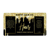 Glitter Black Gold Hair Serum Labels uitstrijken (Voorkant)