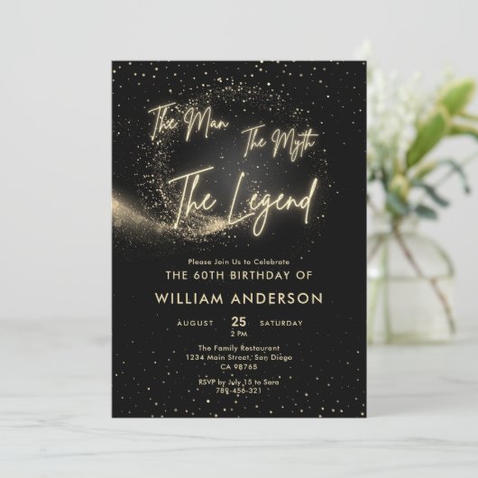 Glitter Black & Gold Het Man De mythe De legende Kaart (Staand voorkant)