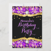 Glitter Black Gold Paarse Confetti Birthday Party Kaart (Voorkant)