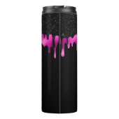 Glitter Black & Hot Pink-monogram voor meisjes Thermosbeker (Achterkant)
