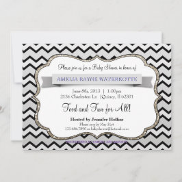 Glitter Black Ice Gold Chevron Baby shower Kaart