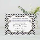 Glitter Black Ice Gold Chevron Baby shower Kaart (Staand voorkant)