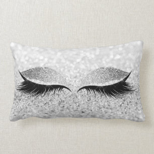 Glitter Black Makeup Eye Lashes White Silver Eye Kussen