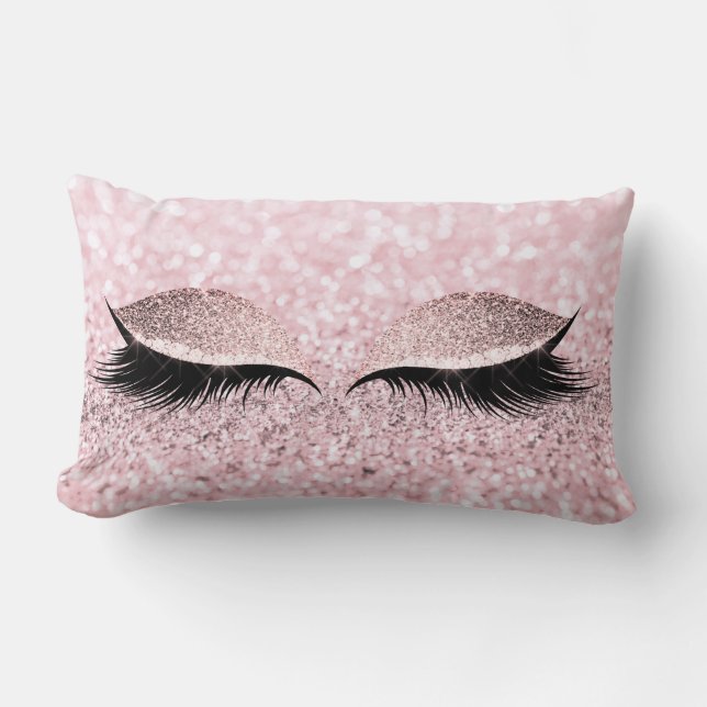 Glitter Black Makeup Eye Lashes White Silver Pink Kussen (Voorkant)