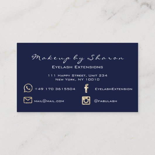 Glitter Black Makeup Lash Blue Navy Spark Visitekaartje (Achterkant)