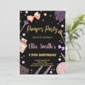 Glitter Black Pamper Party Uitnodigingen Verjaarda (Staand voorkant)