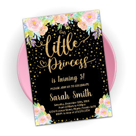 Glitter Black Princess Birthday-uitnodigingen Kaart