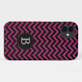 Glitter Black Roze Chevron Stripes iPhone 5 Hoesje (Achterkant (horizontaal))
