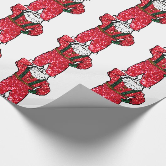 glitter black santa claus cadeaupapier (Hoek)