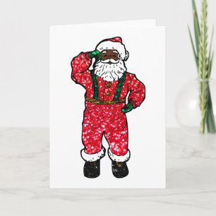 glitter black santa claus feestdagen kaart
