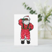 glitter black santa claus feestdagenkaart (Staand voorkant)