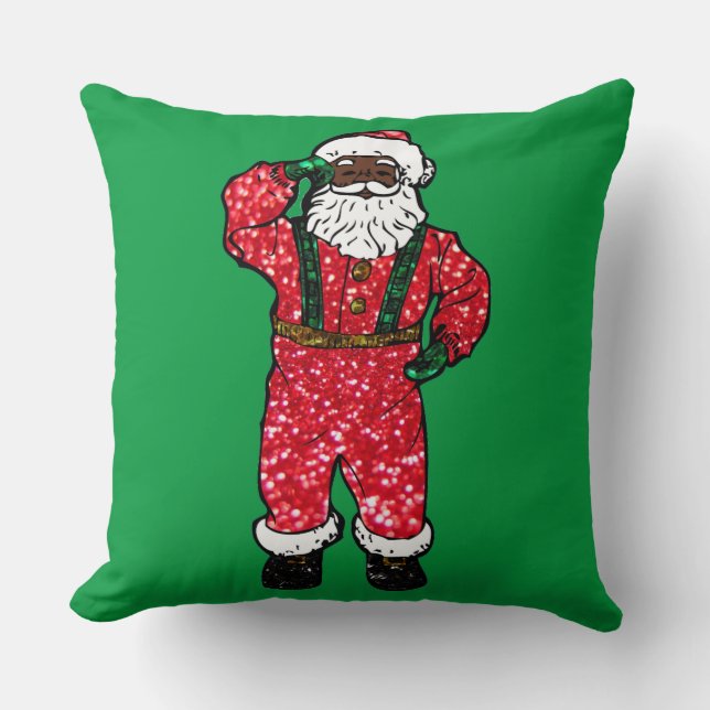 glitter black santa claus kussen (Voorkant)