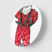 glitter black santa claus ronde klok (Hoek)