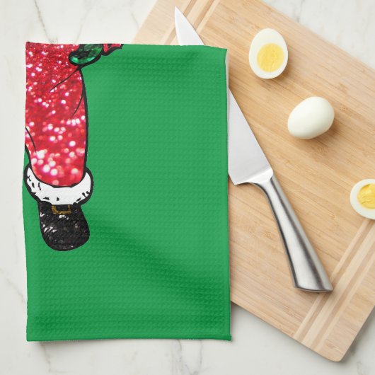 glitter black santa claus theedoek (Quarter Fold)